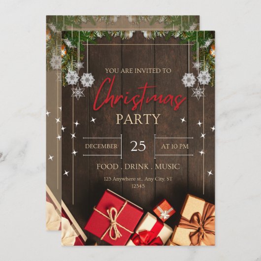 rustieke houtsneeuw Kerstmis Kaart (Voorkant / Achterkant)