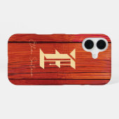 Rustieke Houtstructuur Monogram iPhone 16 Hoesje (Achterkant horizontaal)