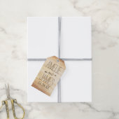 Rustieke houtstructuur monogram trouwgunst cadeaulabel (Met Touw)