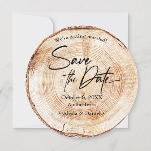 Rustieke houtstructuur trouwkaart "save the date" kaart
