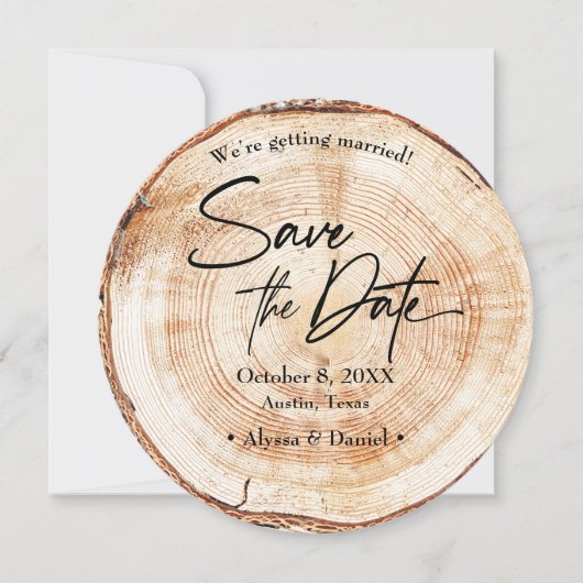 Rustieke houtstructuur trouwkaart "save the date" kaart (Voorkant)