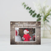 Rustieke houtstructuur vuurvliegjes Kerst foto Briefkaart (Staand voorkant)