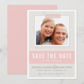 Rustieke houtstructuurpatroon Roze foto save the d Date (Voorkant / Achterkant)