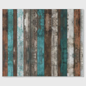 Rustieke houttextuur Blauwgroen en bruine decoupag Cadeaupapier (Vlak)