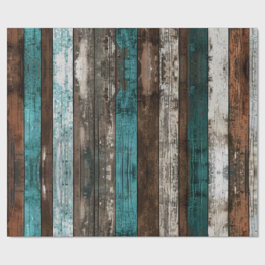 Rustieke houttextuur Blauwgroen en bruine decoupag Cadeaupapier (Vlak)