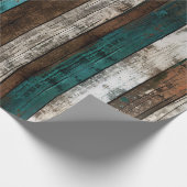 Rustieke houttextuur Blauwgroen en bruine decoupag Cadeaupapier (Hoek)