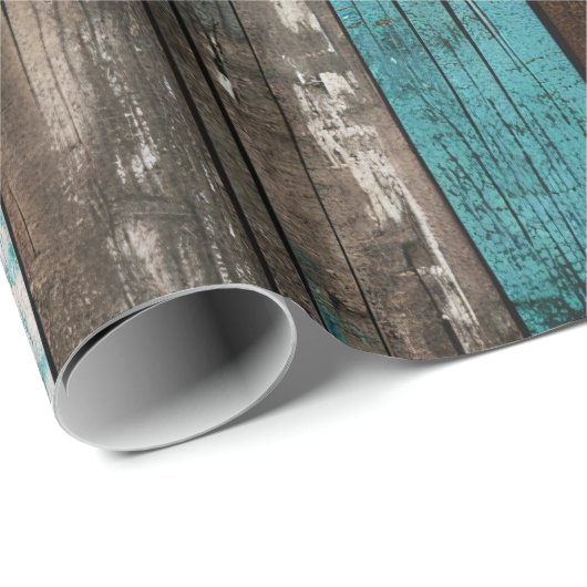 Rustieke houttextuur Blauwgroen en bruine decoupag Cadeaupapier (Rol Hoek)
