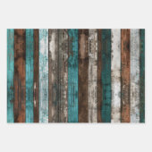 Rustieke houttextuur Blauwgroen en bruine decoupag Inpakpapier Vel (Voorkant 2)