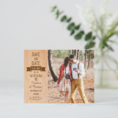 Rustieke  Houttypografie Foto Save the Date Aankondigingskaart (Staand voorkant)