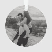 RUSTIEKE HOUTVERLICHTING EERSTE KERST FOTO CUSTOM ORNAMENT (achterkant)