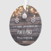 RUSTIEKE HOUTVERLICHTING EERSTE KERST FOTO CUSTOM ORNAMENT (voorkant)