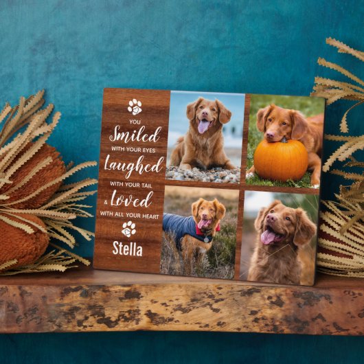 Rustieke huisdier-herinnering foto-collage fotoplaat (Zijkant)