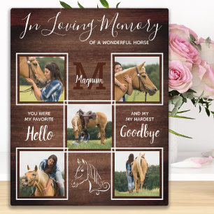 Rustieke huisdier paard gepersonaliseerd memorium  fotoplaat