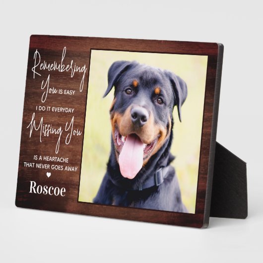 Rustieke huisdierherdenking Aangepaste hondengeden Fotoplaat (Zijkant)