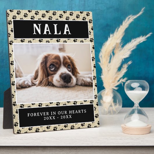 Rustieke huisdierhond foto pootafdrukken roze heri fotoplaat (Zijkant)