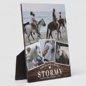 Rustieke huisdierpaard 4 foto collage & naam monum fotoplaat (Zijkant)