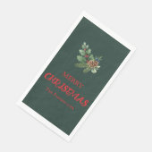 Rustieke hulst met rode bessen en dennenappel servet (Hoek)