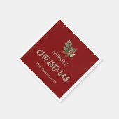 Rustieke hulst met rode bessen en dennenappel servet (Hoek)