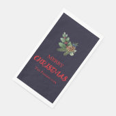 Rustieke hulst met rode bessen en dennenappel servet (Hoek)