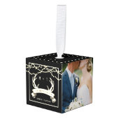 Rustieke Hunt is Over Lichten Bruiloft Foto's Coll Kubus Ornament (Voorkant hoekig)