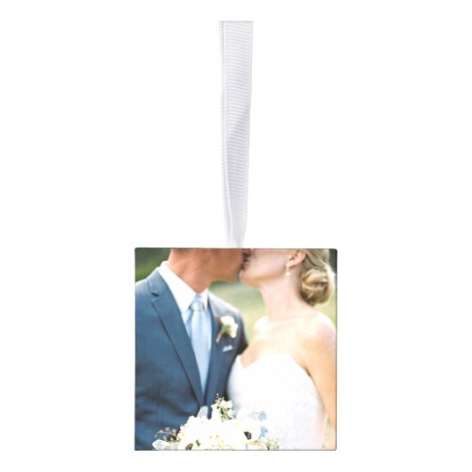 Rustieke Hunt is Over Lichten Bruiloft Foto's Coll Kubus Ornament (Rechts)