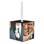 Rustieke Hunt is Over Lichten Bruiloft Foto's Coll Kubus Ornament (Achter hoekig)