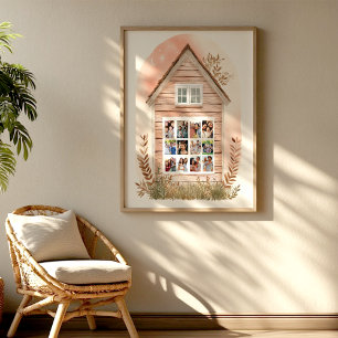 Rustieke hut-fotocollageprint poster