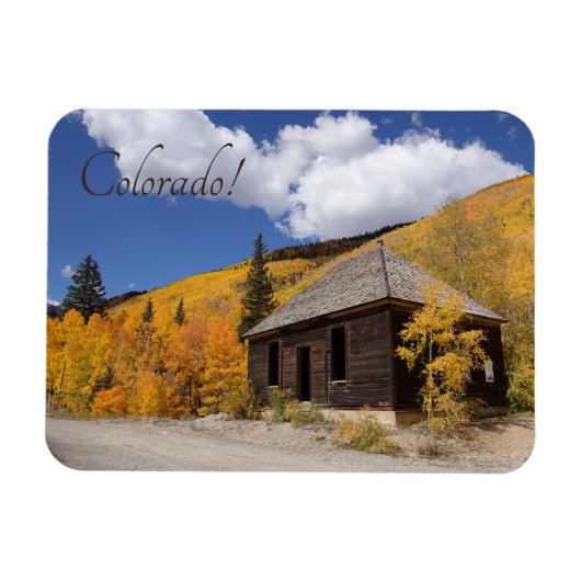 Rustieke hut in Briljant Geel Aspens Colorado Magneet (Horizontaal)