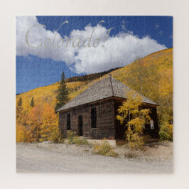 Rustieke hut in de Briljante Aspens in de buurt va Legpuzzel