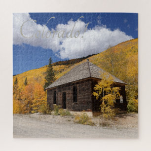 Rustieke hut in de Briljante Aspens in de buurt va Legpuzzel