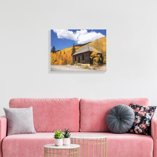 Rustieke hut in de Gouden Bossen Canvas Afdruk (Insitu (Woonkamer))