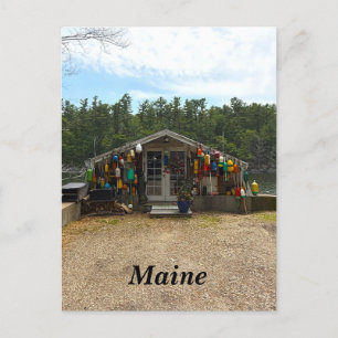Rustieke hut in Maine Feestdagenkaart