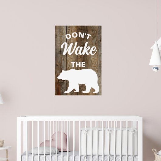 Rustieke hut, niet wakker het Beer Barnwood teken Poster (Kinderkamer 2)