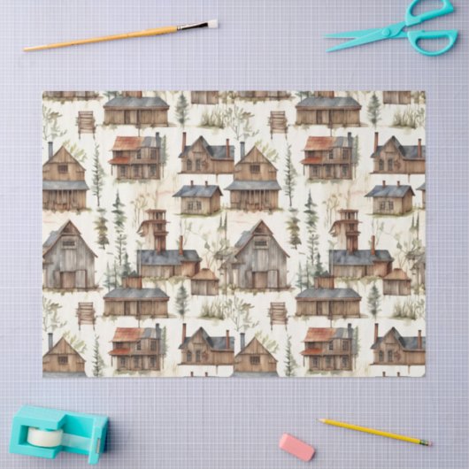 rustieke hutten tissuepapier (Craft)