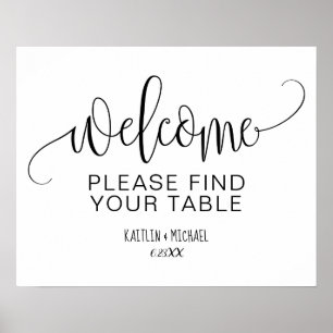 Rustieke huwelijksaanduiding 'Vind je tafel' (Zwar Poster