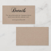 Rustieke huwelijksdetails. Eenvoudige kalligrafie Informatiekaartje (Voorkant / Achterkant)