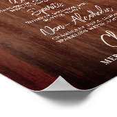 Rustieke huwelijksdrankjesmenu Gepersonaliseerde b Poster (Hoek)