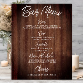 Rustieke huwelijksdrankmenu Persoonlijke bar Poster
