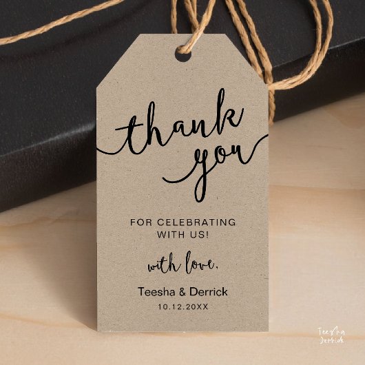 Rustieke huwelijksfeest dank u cadeaulabel