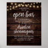 Rustieke huwelijksfeest open bar, dronken streken poster (Voorkant)