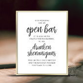 Rustieke huwelijksfeest open bar, dronken streken poster