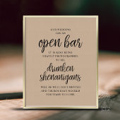 Rustieke huwelijksfeest open bar, dronken streken poster