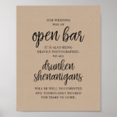 Rustieke huwelijksfeest open bar, dronken streken poster (Voorkant)