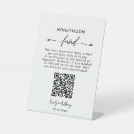 Rustieke huwelijksreis fondsen QR wens Reclamebord Met Voetstuk