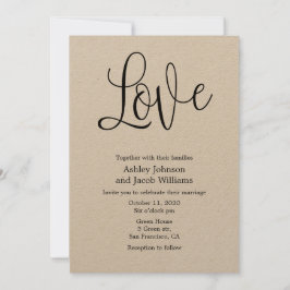Rustieke huwelijksuitnodiging liefde. Kraft vraagt Kaart