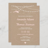 Rustieke huwelijksuitnodiging met een vliegtuig en kaart (Voorkant / Achterkant)