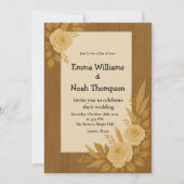 Rustieke huwelijksuitnodiging met Floral Beige Roz Kaart (Voorkant)