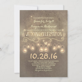  rustieke huwelijksuitnodiging met lichten kaart