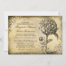  rustieke huwelijksuitnodiging met pioenroos bloei kaart