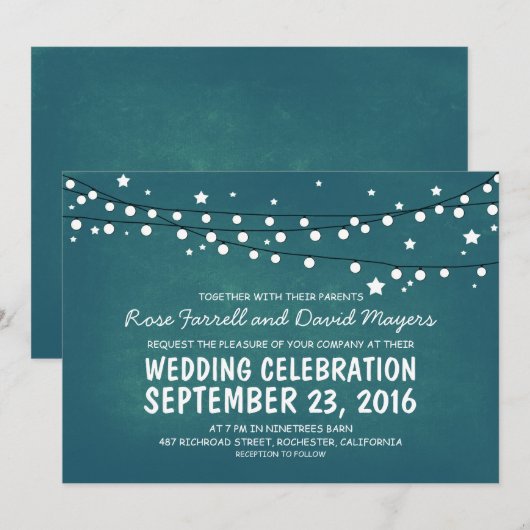 Rustieke huwelijksuitnodiging & Sterrennacht licht Kaart (Voorkant / Achterkant)